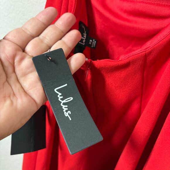 Lulus Size XS Straight To The Heart Backless Maxi Dress Bright Red Cross Back - Picture 11 of 13